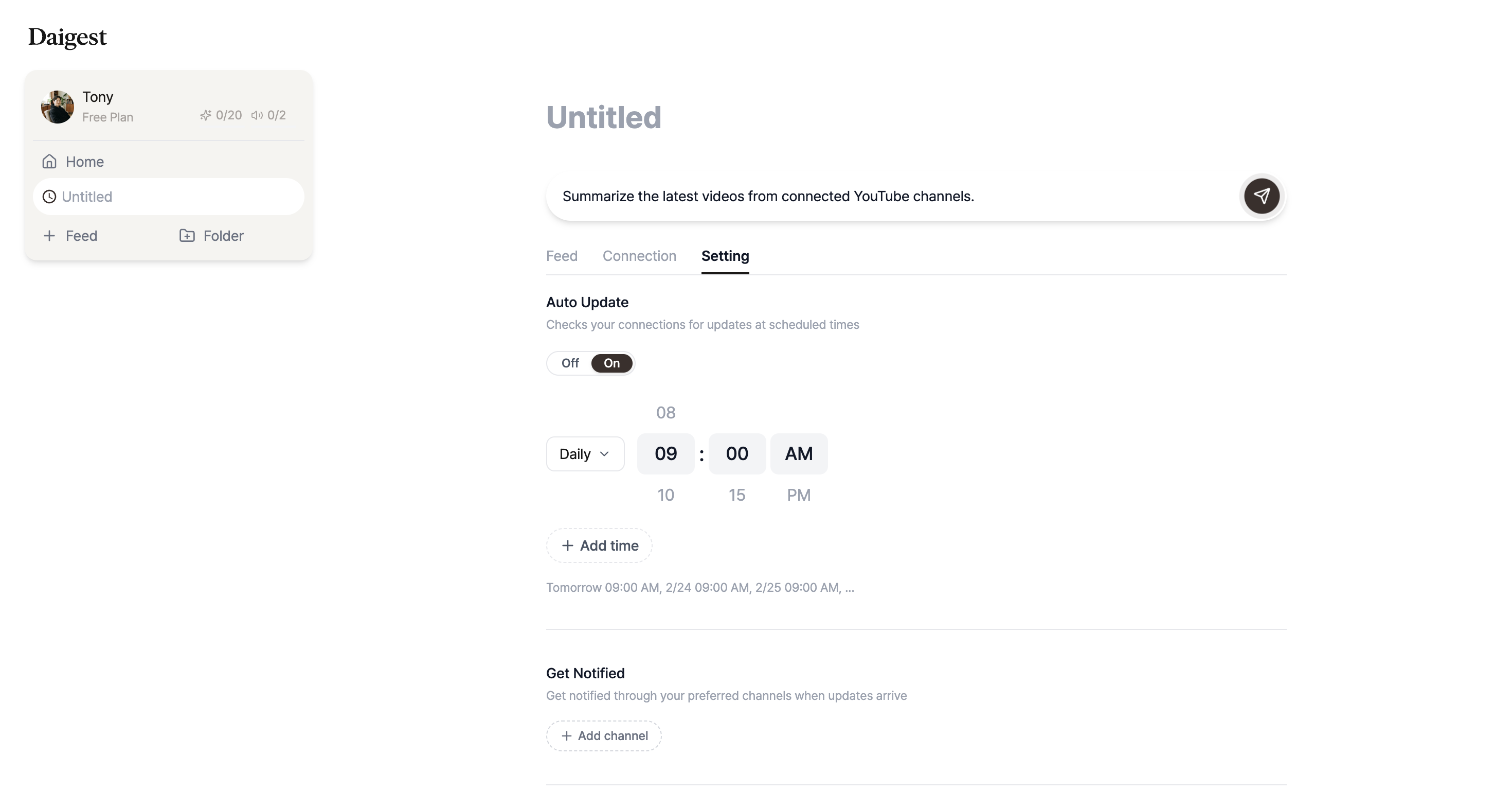 Notification section